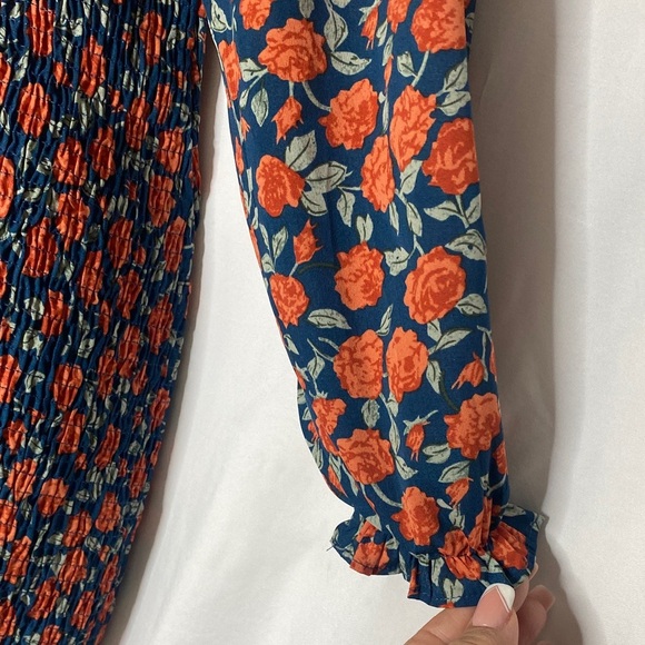 Blush Navy and Coral Floral Long Sleeve Dress - Picture 4 of 7